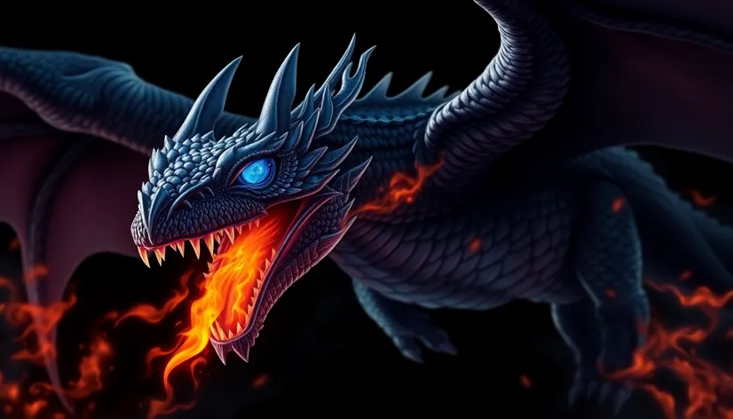 black dragon with blue