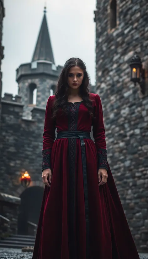 dark red medieval dress