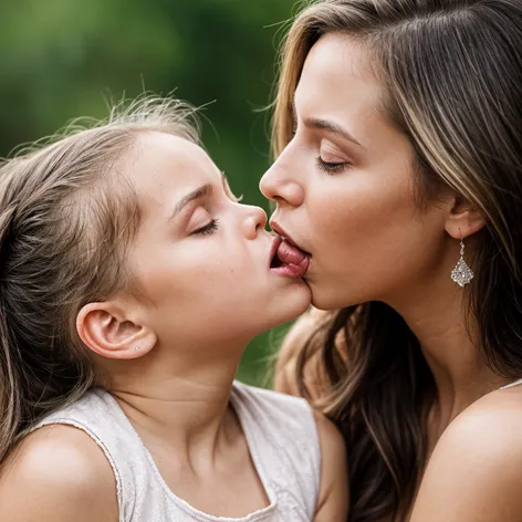 mom and daughter kiss