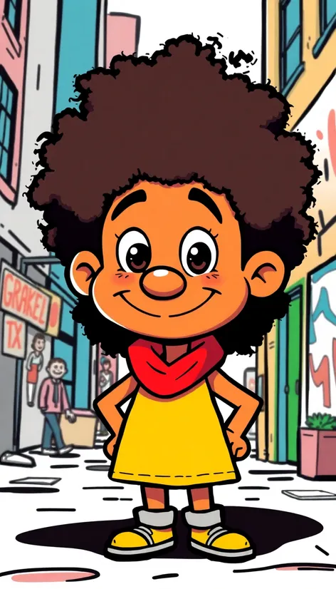 cartoon with afro