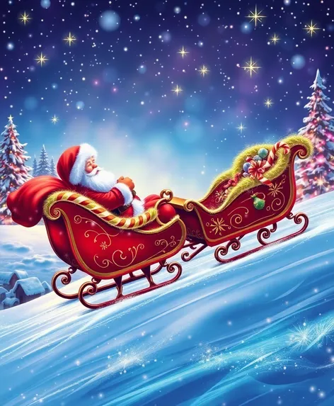 santa claus sleigh drawing