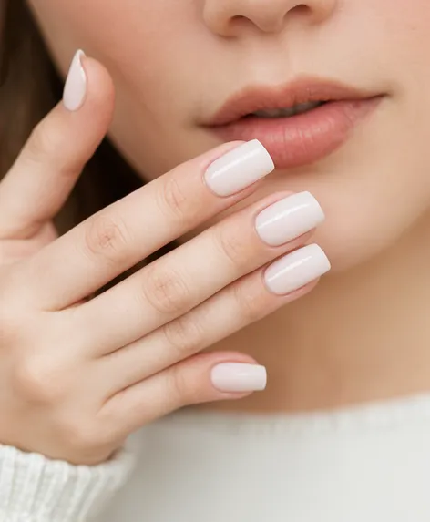 milky white nails