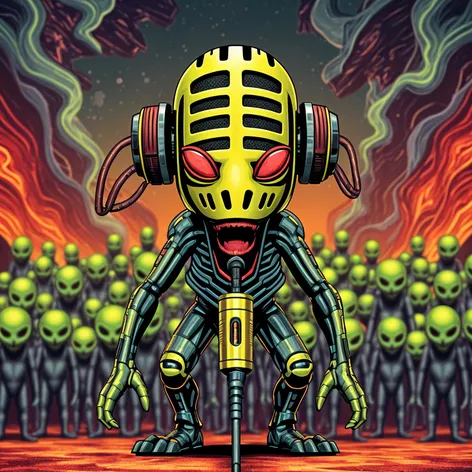 Alien, monster, microphone shaped