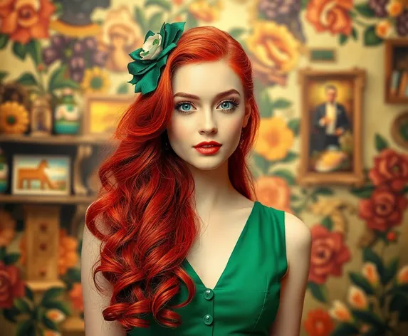 green dress red hair