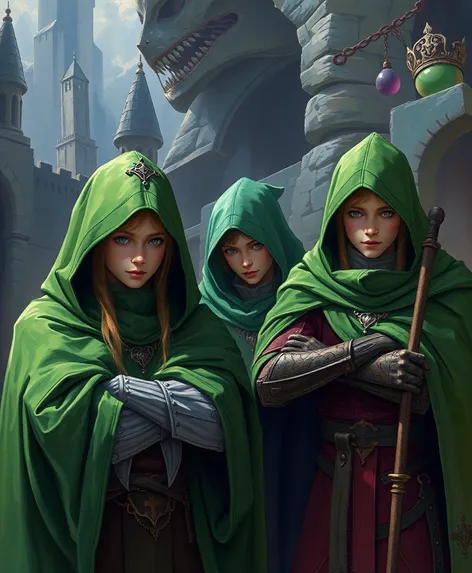 characters with green cloaks