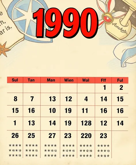 1990 calendar