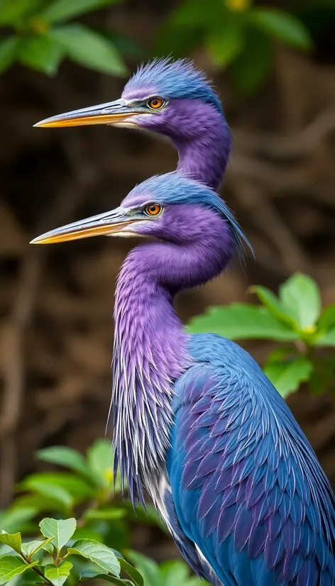 violet feathered heron