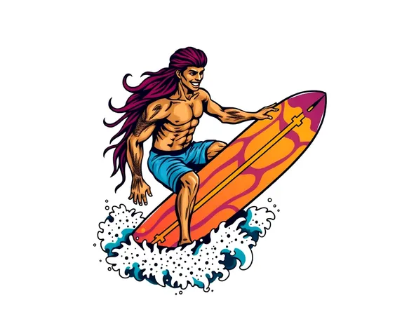 colorful surfer tattoo svg