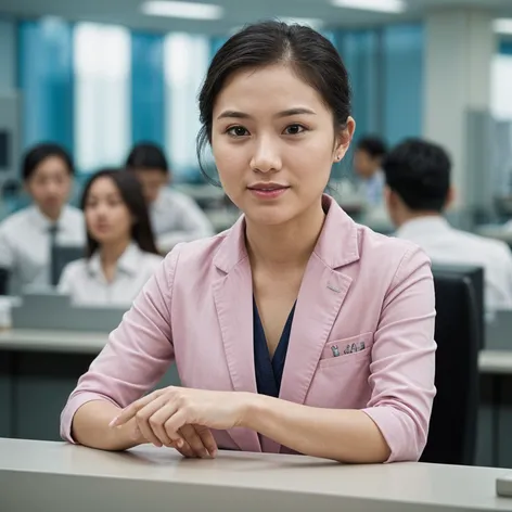 asian bank teller woman