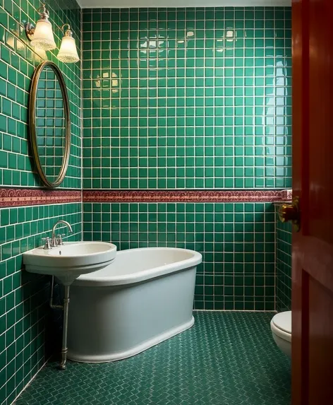 green tile bathroom