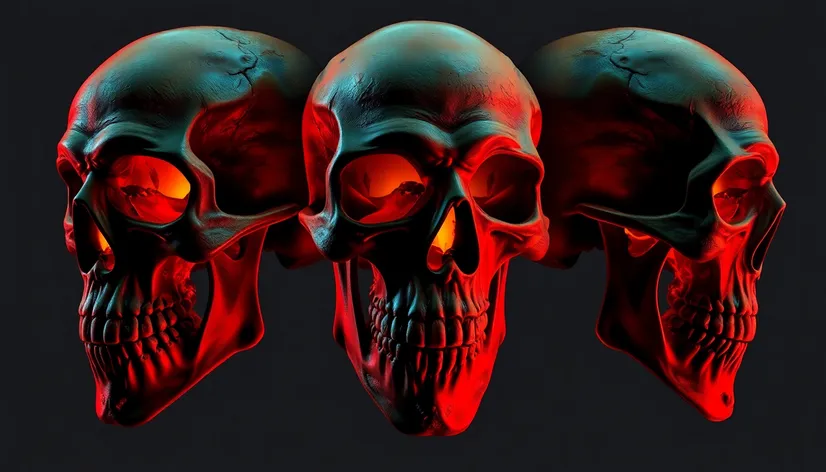 angry skull multiple view