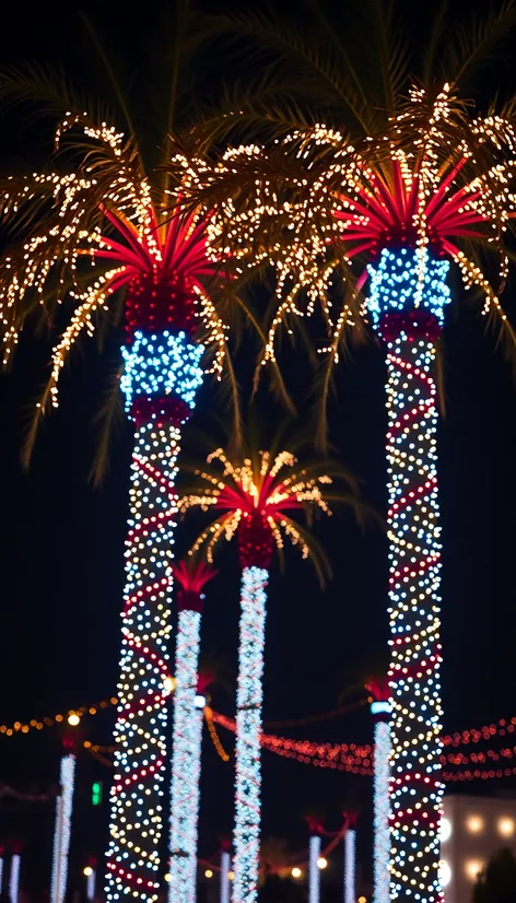 christmas lights on palm