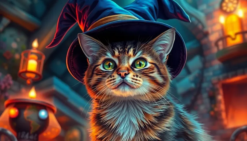 cat with wizard hat