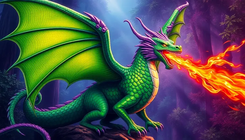 green purple dragon