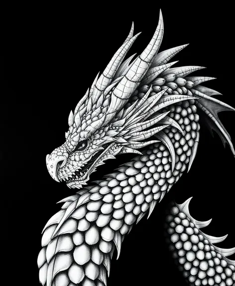 dragon black and white