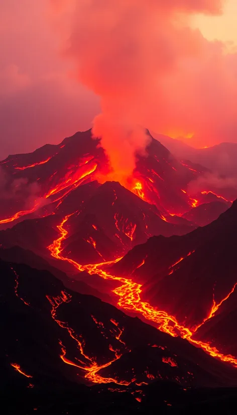 volcano fiery landscape background