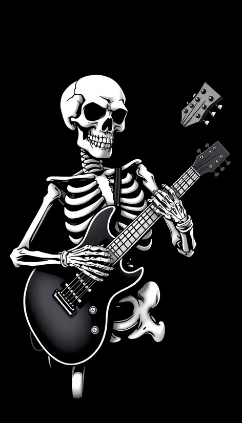 skeleton playing guitar tattoo