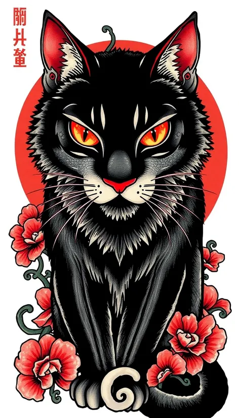 black cat tattoo