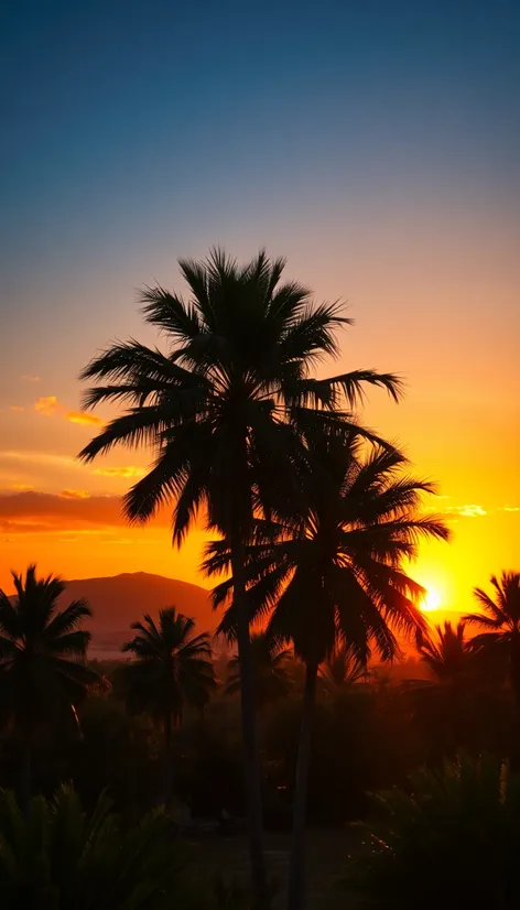 palm trees and sunset