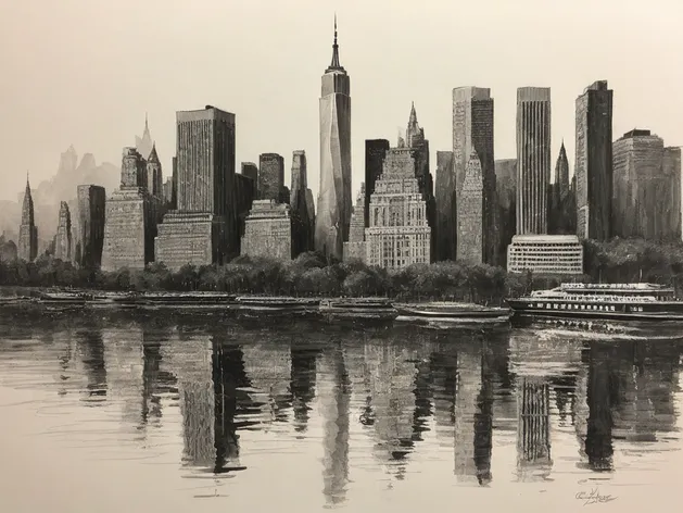 new york skyline drawing