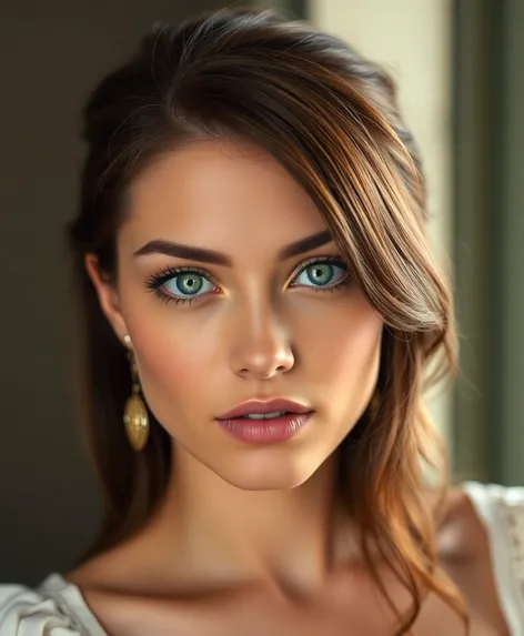 brunette blue eyes