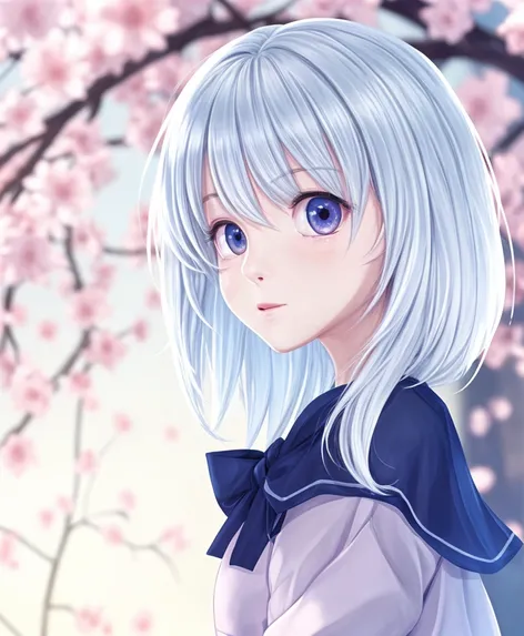 white hair anime girl