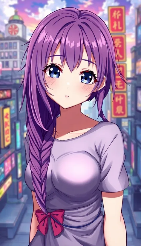 purple hair girl anime