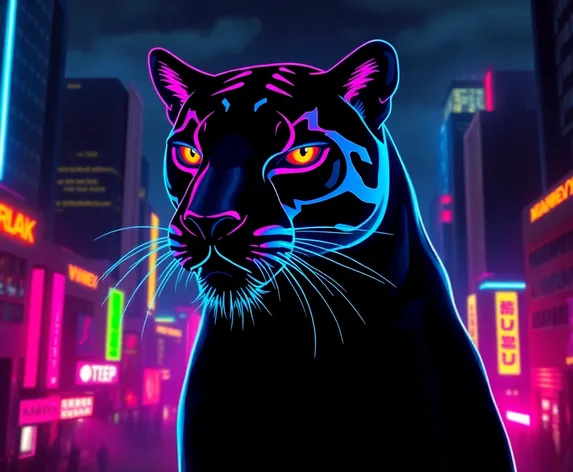 neon panther outline