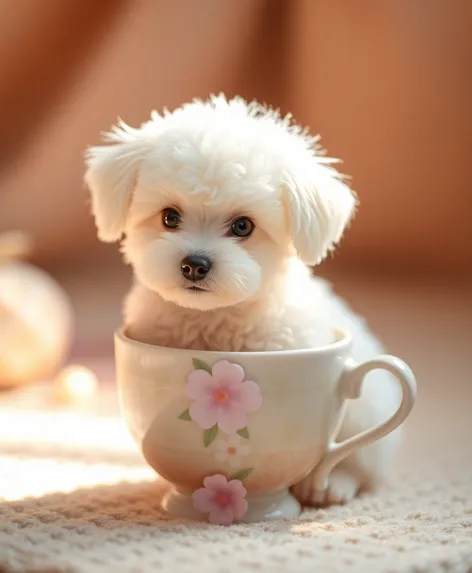 white miniature tea cup