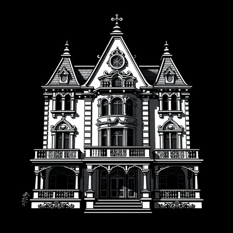 black white mansion icon