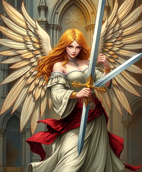 female angel with sword