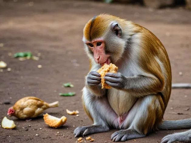 monkey eating chicken