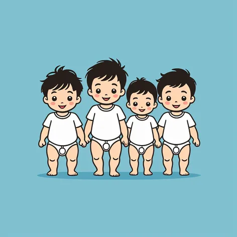 Boys group wearing diapers