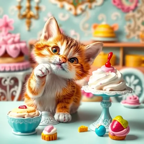 cat eating cake