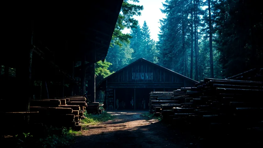 lumber mill in forest