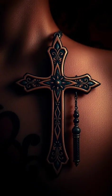 tattoo cross and rosary