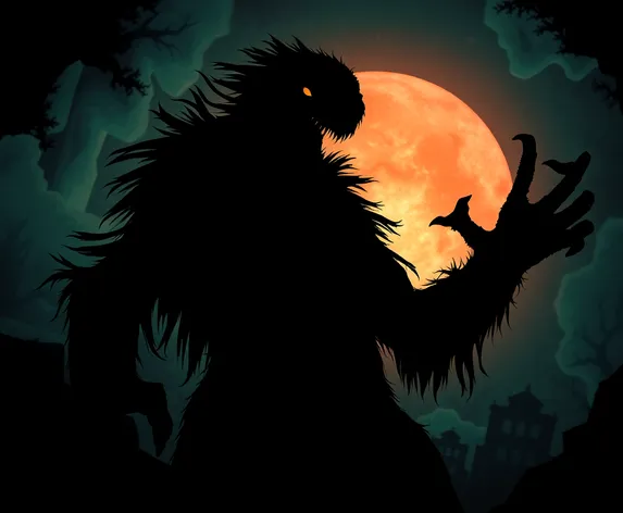 monster scaring vector silhouette