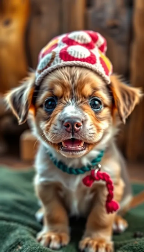 puppy m with hat