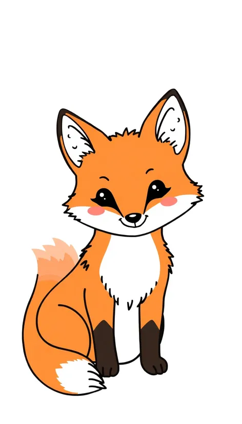 easy cute fox coloring