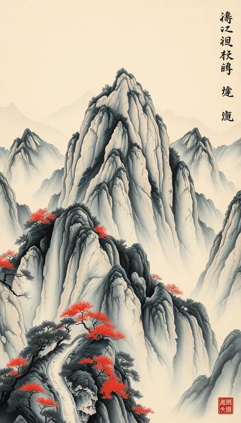 chinese mountain drawing