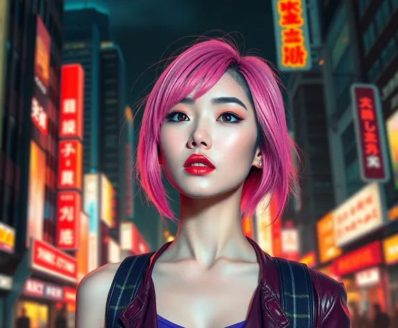 pink hair asian