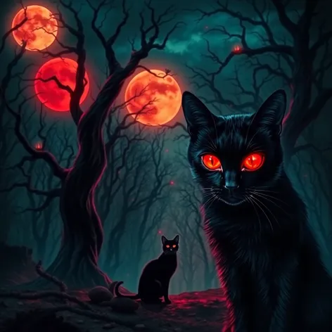 black cat and red