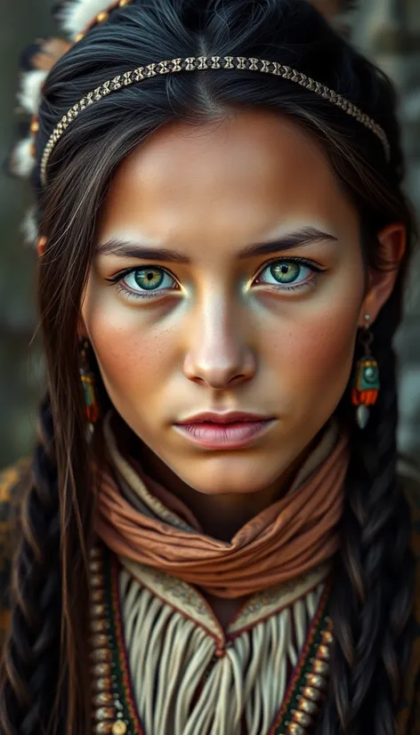 native american with green