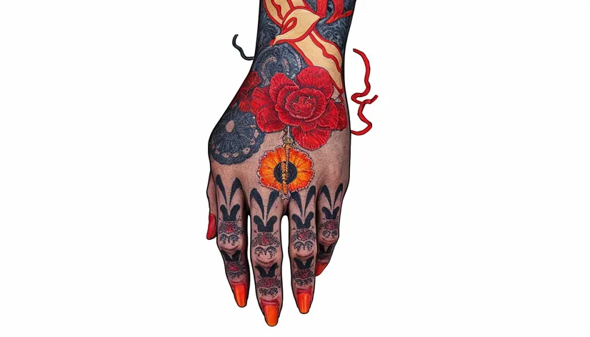 realistic samurai hand tattoo