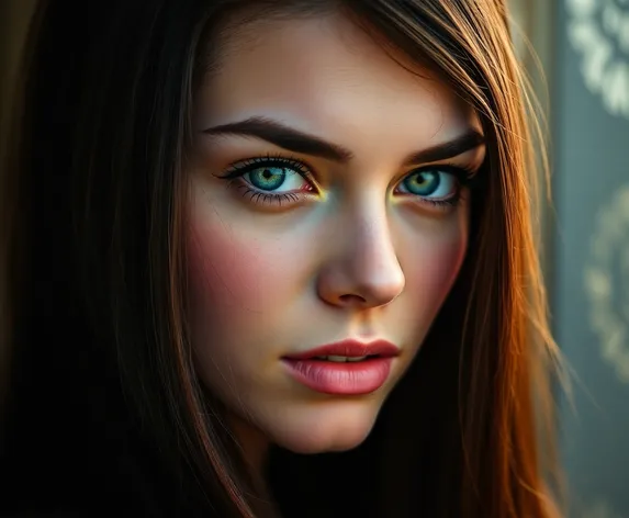 brunette green eyes