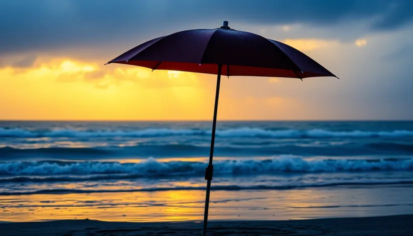 umbrella rain at beach