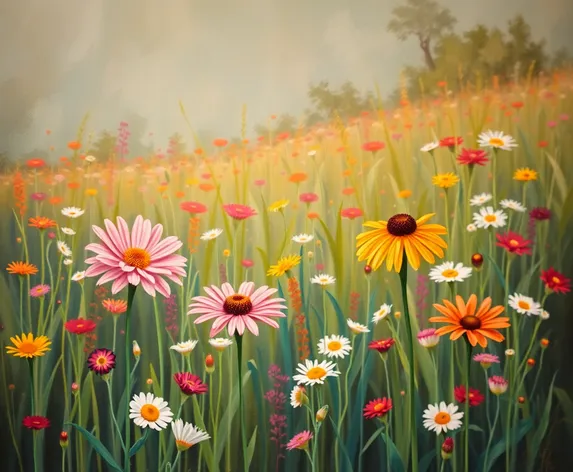 vertical paintings scenery flowers