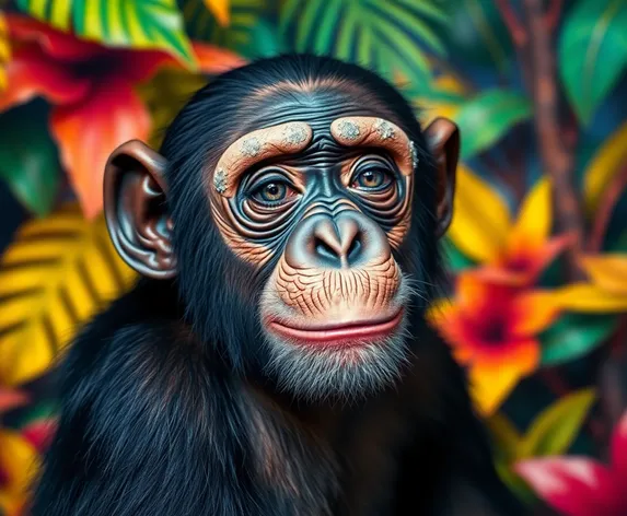 chimpanzee with makeup