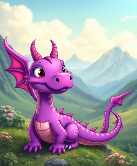 purple dragon cartoon