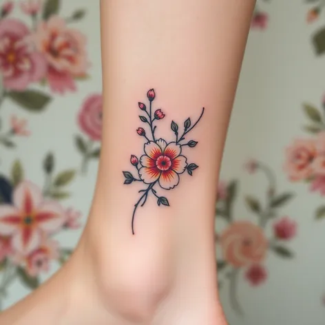 ankle floral tattoos